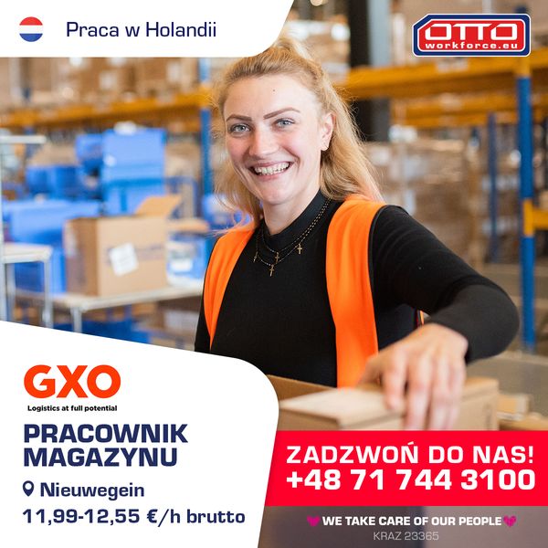 Holandia. Praca w chłodni GXO - nawet €12.55/h
