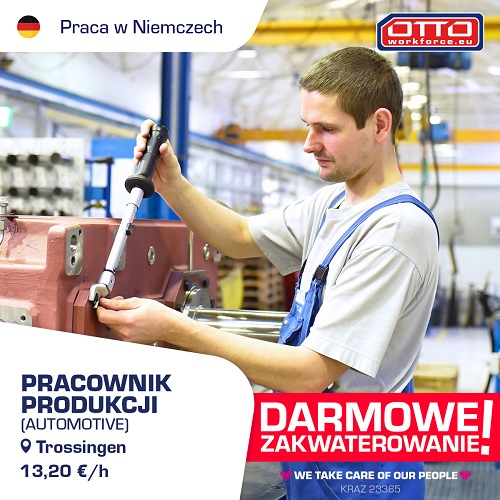 Pracownik produkcji w branży automotive - 13,20 €/h, Niemcy