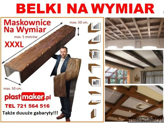 belki rustykalne sufitowe maskownice NA WYMIAR drewna fake wood